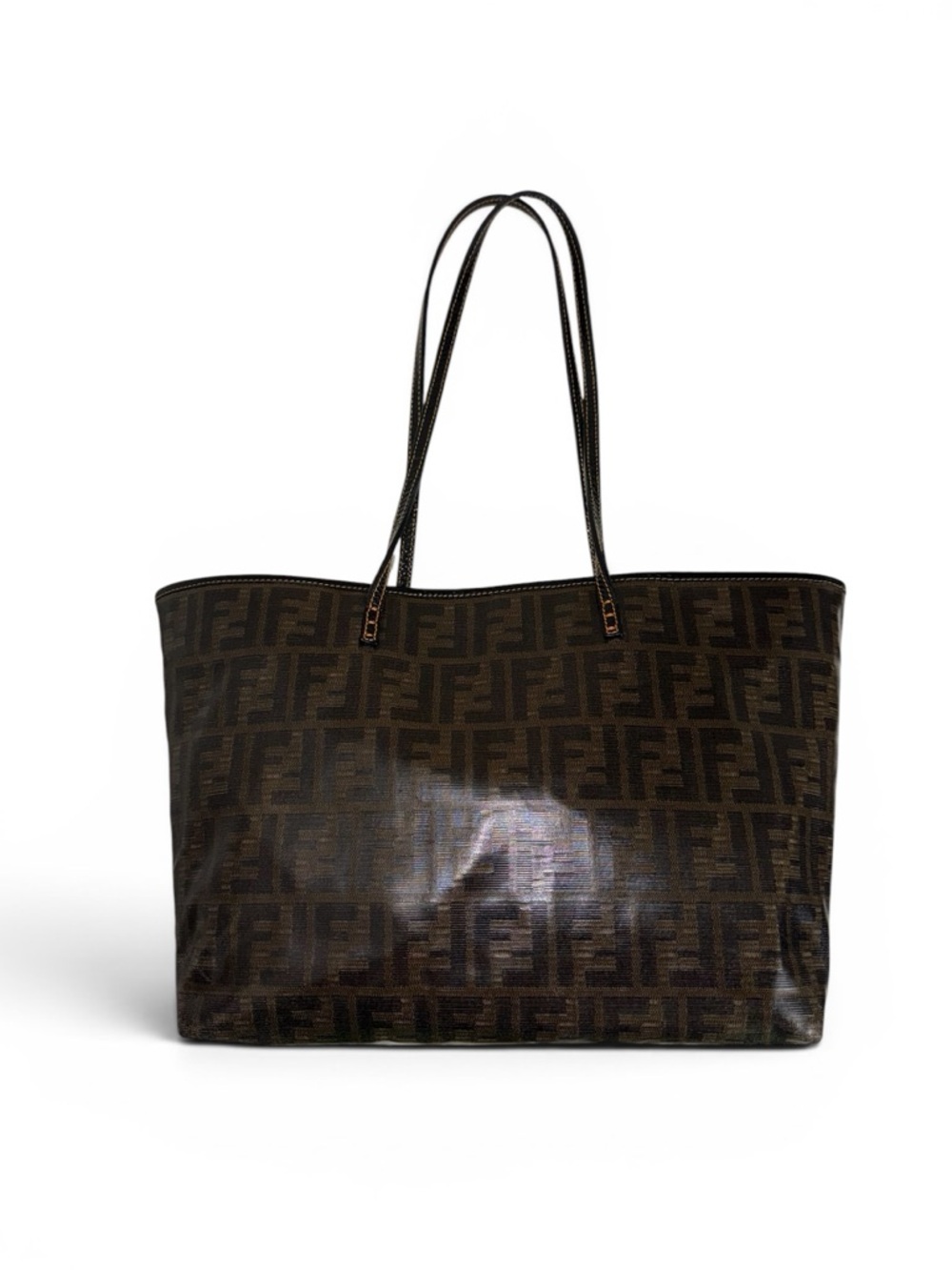 FENDI FF Brown Zucca Pattern Shoulder Tote - Picture 5 of 12